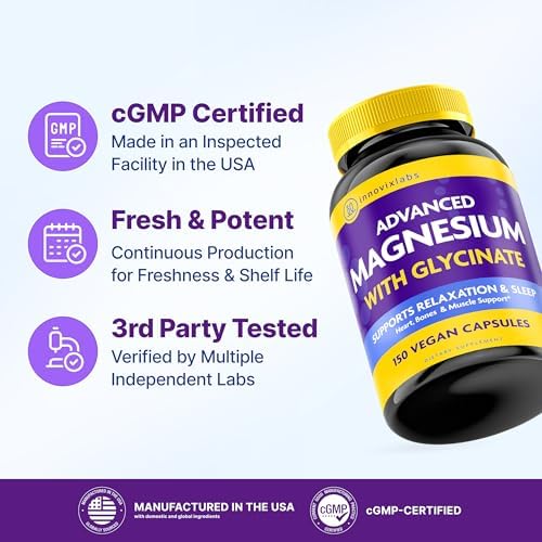 InnovixLabs 2in1 Magnesium Glycinate & Magnesium Malate 210mg, 150 Capsules | High Absorption Chelated Magnesium Supplement, Supports Relaxation, Sleep, Muscle & Bone Health, Vegan, 75-Day Supply