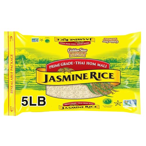 Golden Star Thai Hom Mali White Jasmine Rice - Prime Grade White Rice - 10 lb Bag | Prime Grade White Rice - Great for Gumbo, Curries & More - Cook in Microwave or on Stove Top
