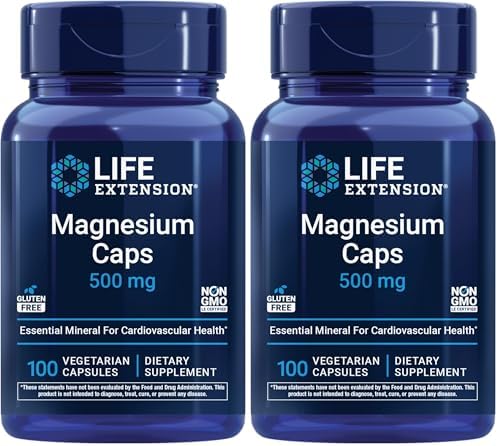 Life Extension Magnesium Caps, 500 mg, Magnesium Oxide, Citrate, and Succinate, Heart Health, Healthy Bones, Metabolism Support, 100 Vegetarian Capsules | Magnesium Oxide, Citrate & Succinate Blend for Heart Health, Healthy Bones & Metabolism, 100 Vegeta…