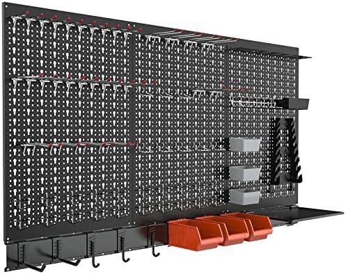 TORACK 109 PCS Pegboard Wall Organizer 48x24 in, Garage Metal Pegboard