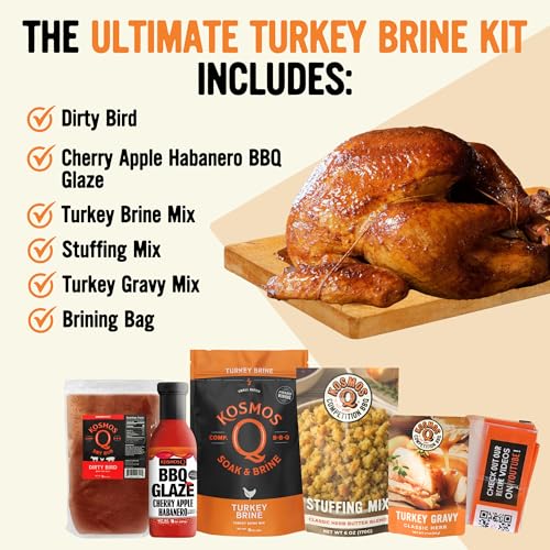 Kosmos Q Chicken Brine Soak, Brown Sugar & Worcestershire Spice Mix For Whole Bird, Breasts, Tenderloins, Grilling, Roasting, Smoking, Locks In Moisture, Savory Flavor, Easy Mix Directions, 16 Oz Bag
