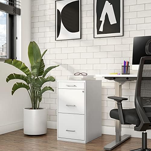 Staples 3-Drawer Vertical File Cabinet, Letter Size Documents, Lockable & Mobile, 18.9" D x 14.3" W x 26.9" H, White