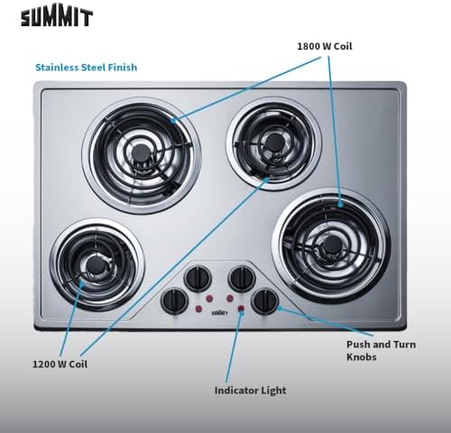 Summit 30" 4 Burner Electric Cooktop Stainless Steel - CR430SS