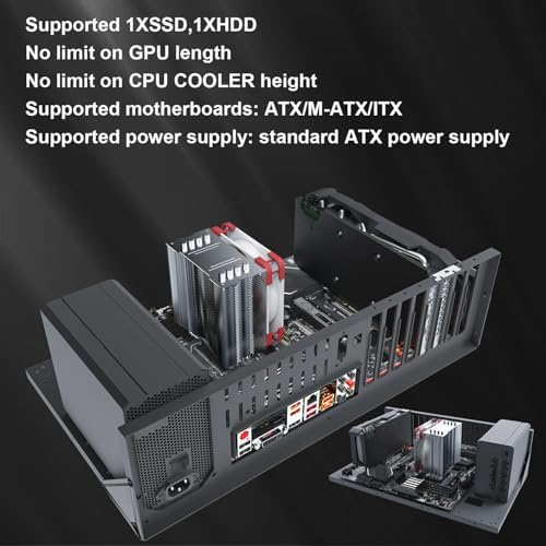 TGDGAMER Open Chassis DIY Gaming PC Test Bench, ATX/M-ATX/ITX, Wide Cooling | Fits ATX, M-ATX, ITX Motherboards, Open Frame Wide Body Heat Dissipation
