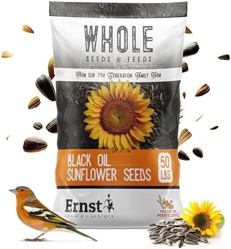 Ernst Grain & Livestock Black Oil Sunflower Seeds - Birdseed for Outside Feeders Wild Bird Food - Ideal Bird Seed for Cardinals