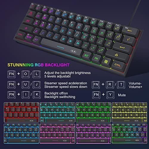 MageGee Mini 60% Gaming Keyboard, RGB Backlit 61 Key Ultra-Compact Keyboard