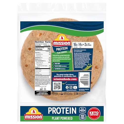 Mission Protein Tortilla Wraps, 6 Count, Vegan, Low Carb, High Fiber