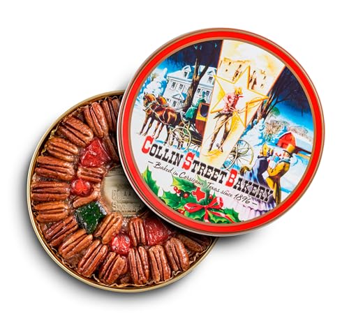Collin Street Bakery DeLuxe® Fruitcake in Collectible Gift Tin - 101 Regular Size 7” Cake with Pecans, Cherries, Pineapple, Papaya, Raisins