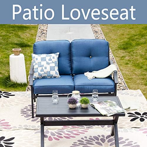 ® Outdoor Loveseat Bench,2PCs Conversation Furniture Set with Cushions,for Garden,Yard,Poolside and Patio (White)