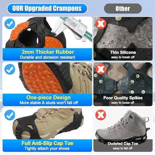 Spikeless Ice Cleats Slip On Spikeless Footwear Traction Aids for Slick Wet Slippery Surface Men Women Full-Foot Rubber Tread for Ice Shoes Grippers