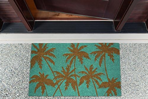 DII Floral Design Collection Natural Coir Doormat, 17x29, Palm Beach