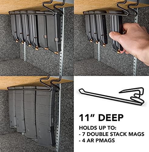 Magminder Undershelf Magazine Rack - Stores AR, AK, PMAG, and Double Stack Magazines with baseplates - reimagine Your Gun Safe Products!
