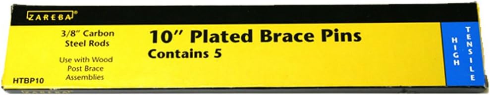 Zareba 10 Inch Galvanized Brace Pin for Electric Fence - Durable Galvanized Steel Construction - 5 Pack - HTBP10
