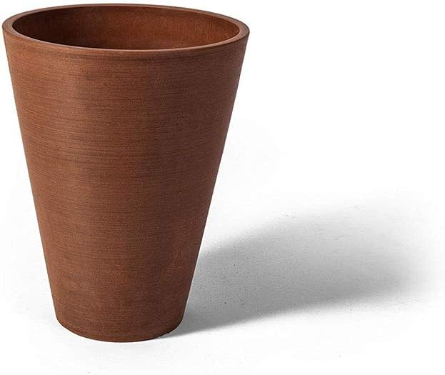 Algreen Valencia Round Planter Pot, 12.25 by 18-Inch, Textured Brown | Round Shape, Indoor Use, UV And Weather Resistant, Drainage Hole With Removable Plug, Lightweight 5.51 lb