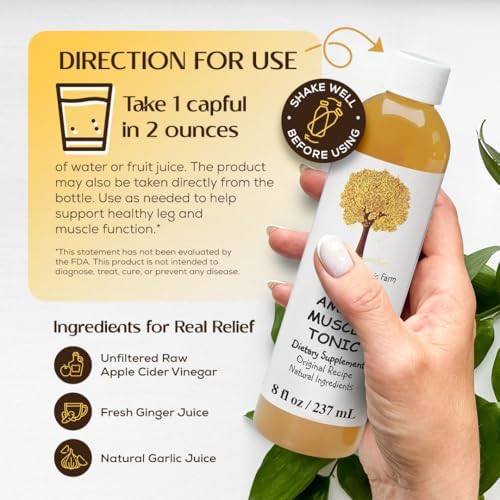 Caleb Treeze Old Amish Muscle Tonic 8 fl oz, Restless Legs, Muscle Cramps & Spasm Relief, Leg Cramps Relief, Foot Cramps Relief- Pack of 3