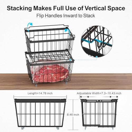 Freezer Organizer Bins - 3 Pack Adjustable Width for 5 to 7 Cu Ft Chest Freezers