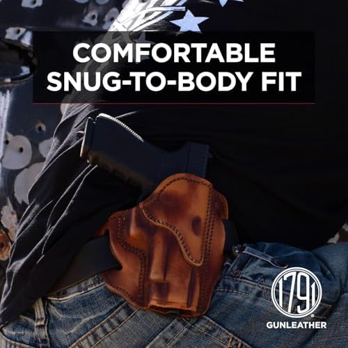 1791 Gunleather OWB Holster, Fits Sig P226, P220, P229, Beretta 92FS, VP9 | Right-handed leather gun holster also fits Beretta M9, Glock 17, 20, 21, 22, Springfield XD and 1911 with full rail