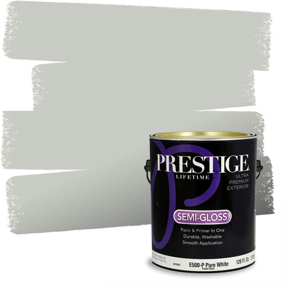 PRESTIGE Paints Exterior Paint and Primer In One, 1-Gallon, Flat, Comparable Match of Sherwin Williams* Grizzle Gray*