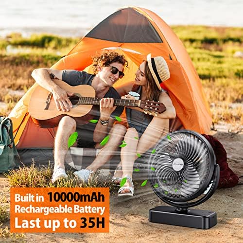AMACOOL 10000mAh Battery Operated Camping Fan with LED Light-7 inch