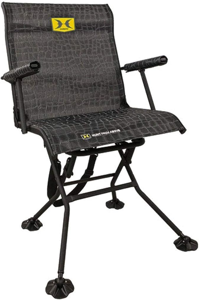 Hawk Stealth Spin Chair - Silent (Black) | Portable for Camping, More (Bone Collector Edition)