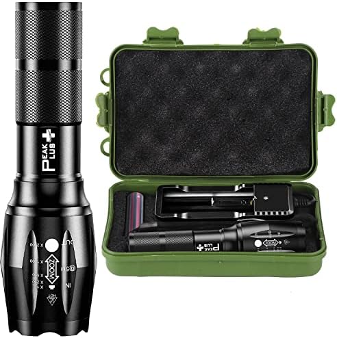 Rechargeable Tactical Flashlight LFX1000 (Rechargeable Battery and Charger Included) - High Lumens LED, Super Bright, Zoomable, 5 Modes