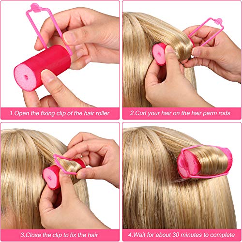 WILLBOND 40 Pcs Sponge Hair Rollers Satin Foam Curlers with Clips, Black