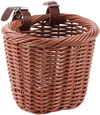 Kids Bike Basket Wicker Woven Front Bicycle Basket for Boys Girls Mini Handlebar Basket for Kids Bike or Scooter