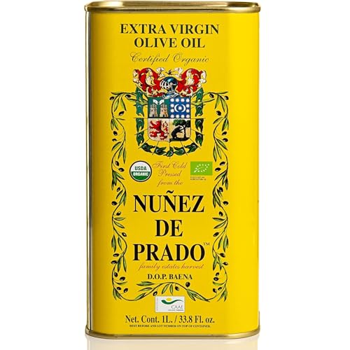Nuñez de Prado Extra Virgin Olive Oil – USDA Organic, DOP Baena, First Cold Pressed, Family Estate Harvest, 33.8 fl oz (1 Liter)