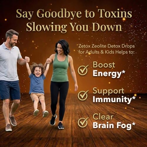 ZETOX | Zeolite Detox for Kids and Adults | Enhanced with Methyl Vitamin B12 and D3 | Premium Grade Liquid Clinoptilolite Zeolite Drops | Supports