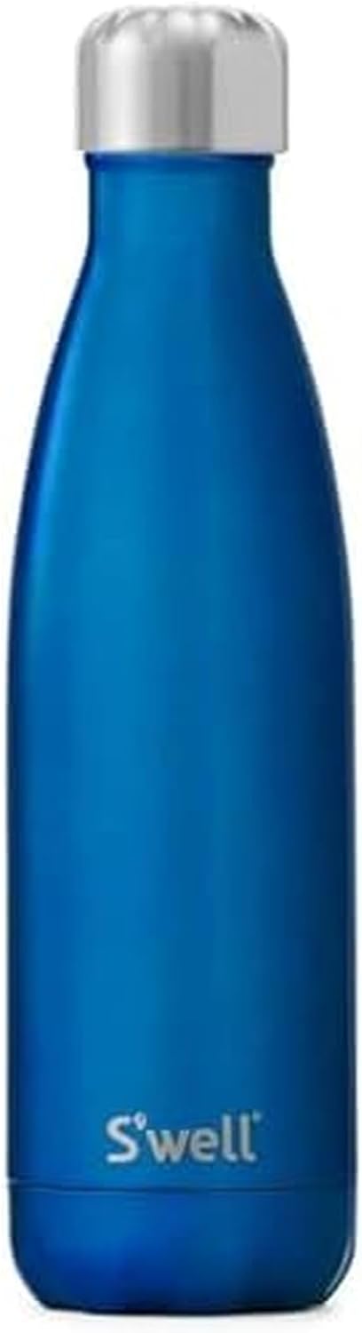 S'well Stainless Steel Water Bottle, 17oz, Blue Suede, Triple-Layered Vacuum Insulated Containers Keeps Drinks Cold for 36 Hours and Hot for 18, BPA Free, Perfect for On the Go