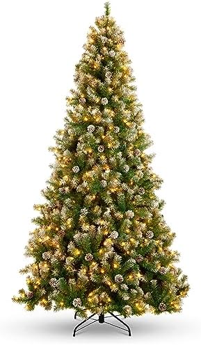 Best Choice Products 7.5ft Pre-Lit Pre-Decorated Pine Artificial Christmas Tree w/Twinkling LEDs, 1, 346 Flocked Frosted Tips, 80 Pinecones