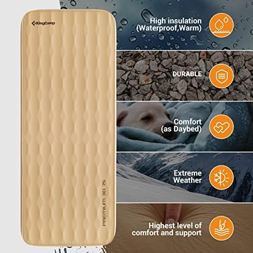 KingCamp Premium Double Camping Mattress, 7.5 R-Value, 2 Person Black