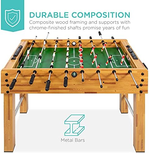 Best Choice Products Foosball Table for Kids and Adults, Game Room Soccer Game Table w/ 2 Balls, 2 Cup Holders, Ergonomic Handles, Chrome Finished Metal Bars