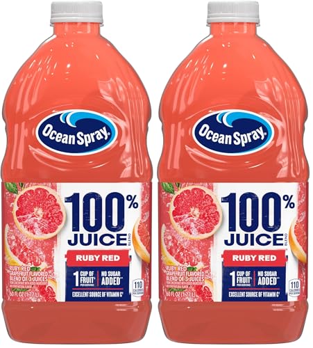 Ocean Spray 100% Juice, Ruby Red Grapefruit, 60 Ounce Bottle (Packaging May Vary)