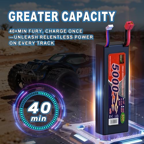 Supersize 1/10 High Speed RC Cars for Adults, 4WD Off-Road Electric Truggy with 3S 5000mAh LiPo Battery & 3660 Brushless Motor