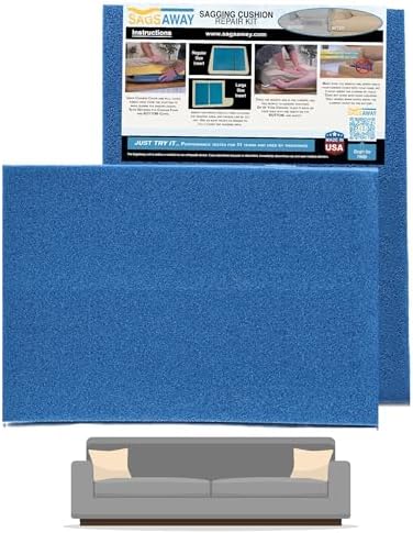 Large 2 Piece 1.5in Thick Cushion Insert Kit for Immediate Lasting Support of 1 Saggy Seat. Two13x17in Pieces of Military Grade Foam Adds Thickness, Delays Replacing Sofa