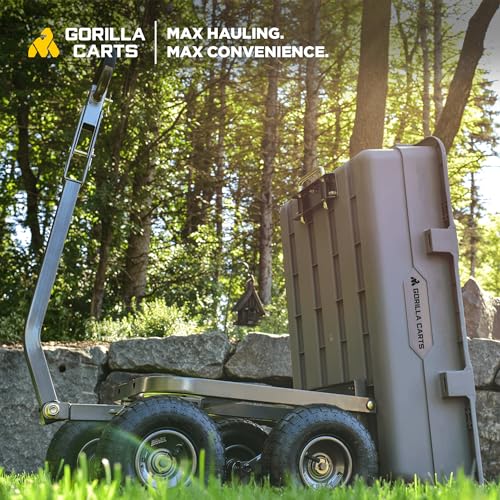 Gorilla Carts Poly Garden Dump Garden Cart with Easy to Assemble Steel Frame, Camping Wagon with Quick Release System, 1200 Pound Capacity, and 13 Inch Tires | 1,200-lb Capacity, 6 Cu Ft Tub Poly Dump Cart with Quick-Release Dump for Bigger Yard Cleanup…