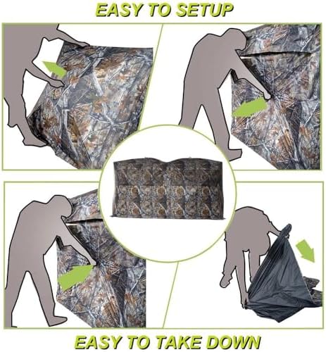 THUNDERBAY Bunkhouse Pop Up Portable 6 Person Side-by-Side Hunting Blind, Footprint: 140"x70" with 80" Height