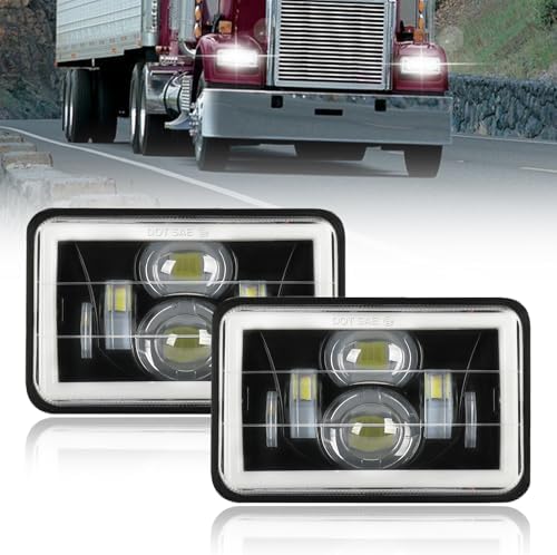 CO LIGHT 2PCS 7x6 5x7 LED Headlights, Angel Eyes Cool Halo, White & Amber DRL with Turn Signal