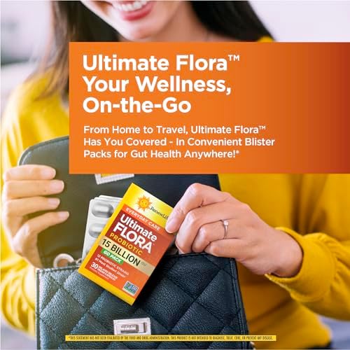 Renew Life Ultimate Flora Probiotic 15 Billion CFU | 30 Delayed Release Vegan Capsules Go Pack | Everyday Care Formula | Dairy, Soy, and Gluten Free Supplement