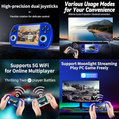Doriteney RG40XX H Retro Handheld Game Console 4.0-inch IPS Screen Linux System Game Player 64GB Card Preloaded 5000+ Games RGB Lighting 3200mAh Battery RG40XX H-Black
