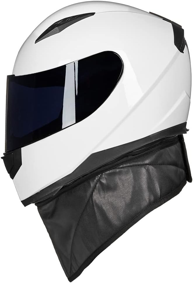 ILM Full Face Motorcycle Street Bike Helmet with Removable Winter Neck Scarf + 2 Visors DOT Model ILM-313