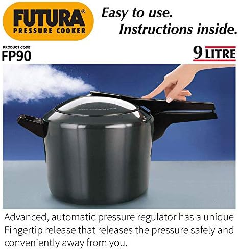 Hawkins Futura 5 Litre Pressure Cooker, Hard Anodised Inner Lid Pressure Cooker, Pan Cooker, Black (FP50)
