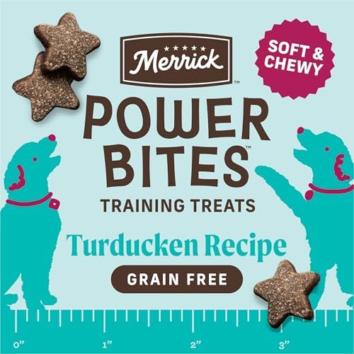 Merrick Power Bites Natural Soft And Chewy Real Meat Dog Treats, Grain Free Snack, Real Turducken Recipe - 6 oz. Bag
