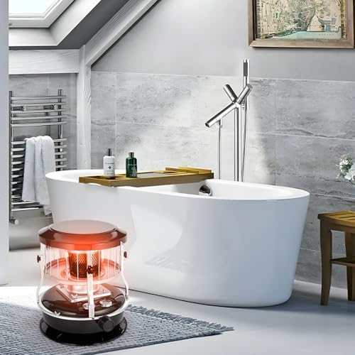 Kerosene Heater for Indoor & Outdoor Use, Portable 9000 BTU Non Electric Kerosene Stove with Oil Gauge, Cordless Space Heater for Home, Camping, Cooking and Heating Black