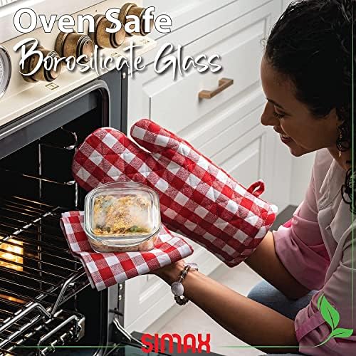 Simax Casserole Dish For Oven, 10 Ounce Mini Glass Baking Dish With Lid, Small, Personal Sized Bakeware and Cookware, Great for Storage, Microwave