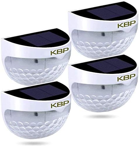 KBP Solar Fence Lights Outdoor Decorative Garden Lights Waterproof Wall Lights for Patio, Yard, Stairway (White)