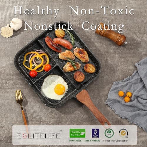 ESLITE LIFE Nonstick Grill Pan for Stove Tops, Versatile Griddle with Pour Spouts