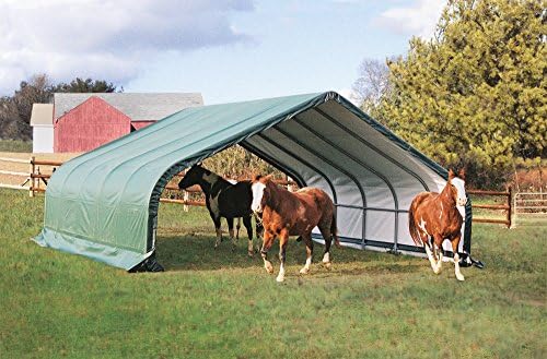 ShelterLogic Peak Style Run-in Shed - Green, 24ft.L x 22ft.W x 12ft.H, Model Number 58542