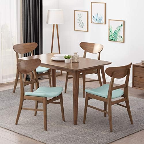 Christopher Knight Home Heather Mid-Century Modern Dining Chairs (Set of 4), Dark Gray and Natural Oak